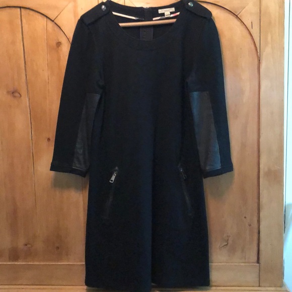 Burberry Dresses & Skirts - Burberry Brit black wool knit dress with leather!